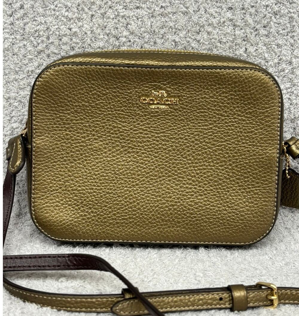 Coach Gold Metallic Leather Mini Camera Bag Crossbody C8093 #76930